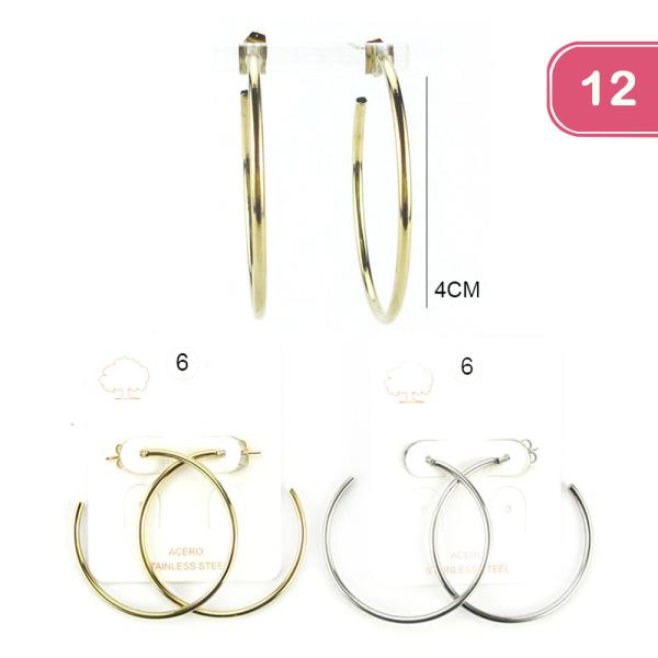 Stainless Steel Hoop Earring (12 Units)