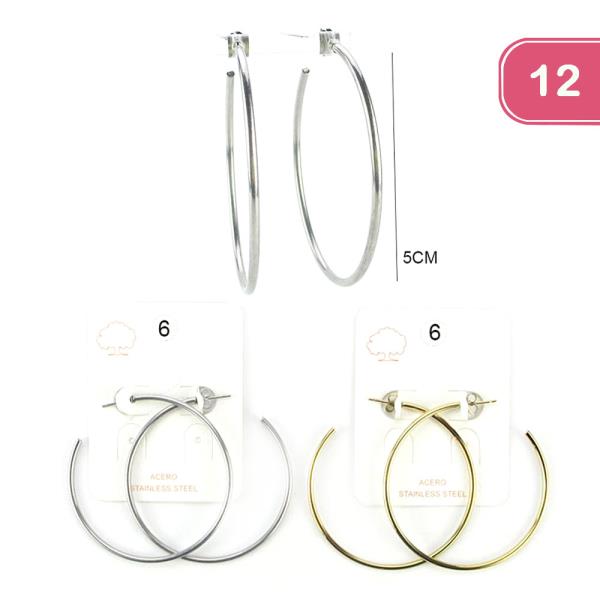 Stainless Steel Hoop Earring (12 Units)
