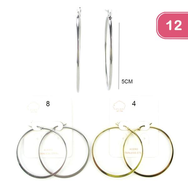 Stainless Steel Hoop Earring (12 Units)