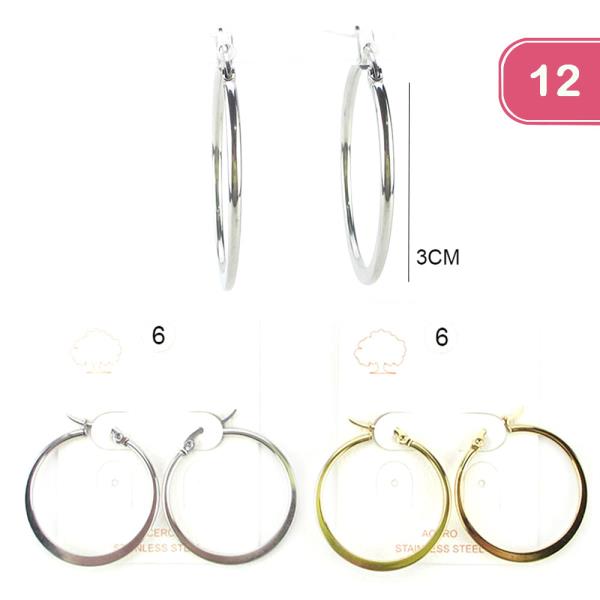 Stainless Steel Hoop Earring (12 Units)