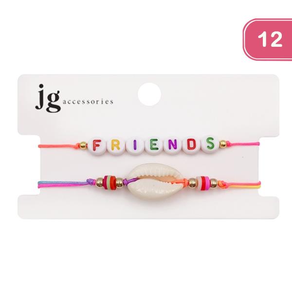 2Pair Friend Shell String Bracelet (12 Units)