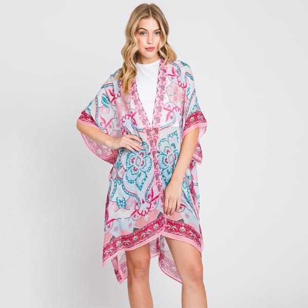 Abstract Paisley Print Kimono