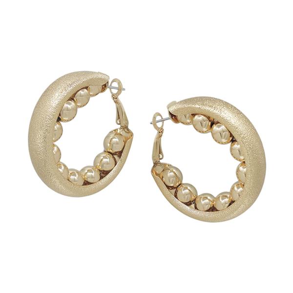 METAL BALL ACCENT HOOP EARRING