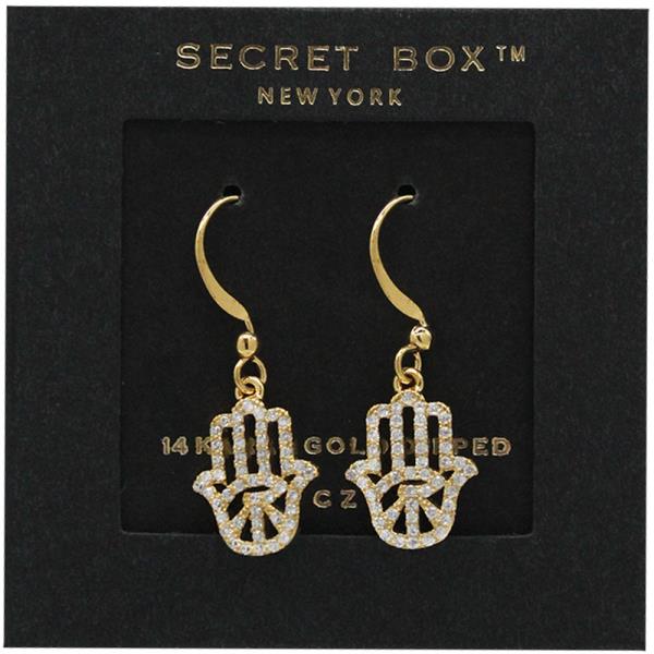 SECRET BOX 14K Gold Dipped Hamsa Hook Earring