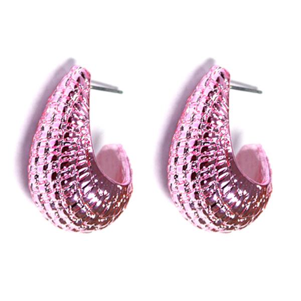 Color Coated Textured Teardrop Dome Earring