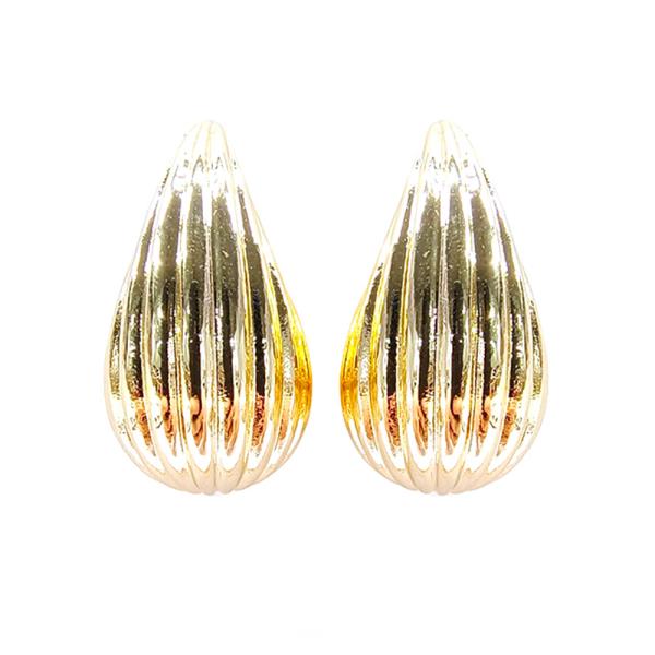 Lined Teardrop Metal Earring