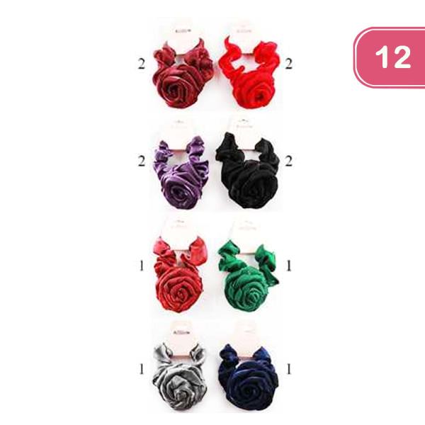 Rose Satin Hair Scrunchie (12 Units)