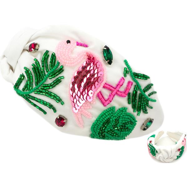 Seed Bead Flamingo Headband