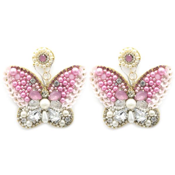 Pearl Stone Butterfly Dangle Earring