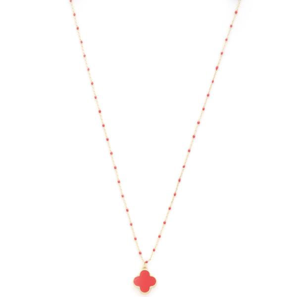 CLOVER CHARM BEADED NECKLACE