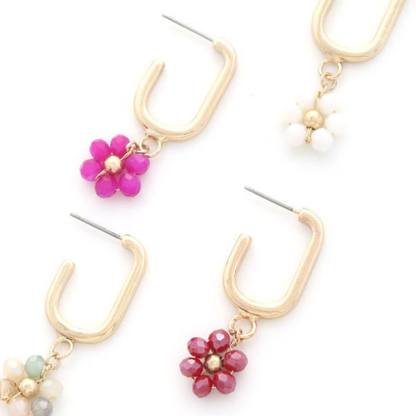 Flower Bead Charm with Oval Cast Small Hoop