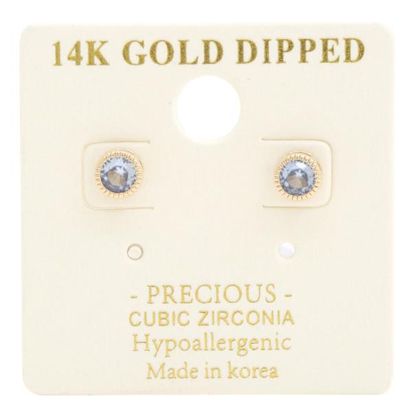 14K Gold Dipped CZ Round Earring