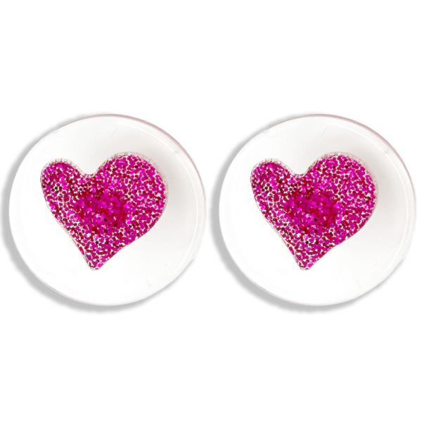 Celluloid Round Heart Earring
