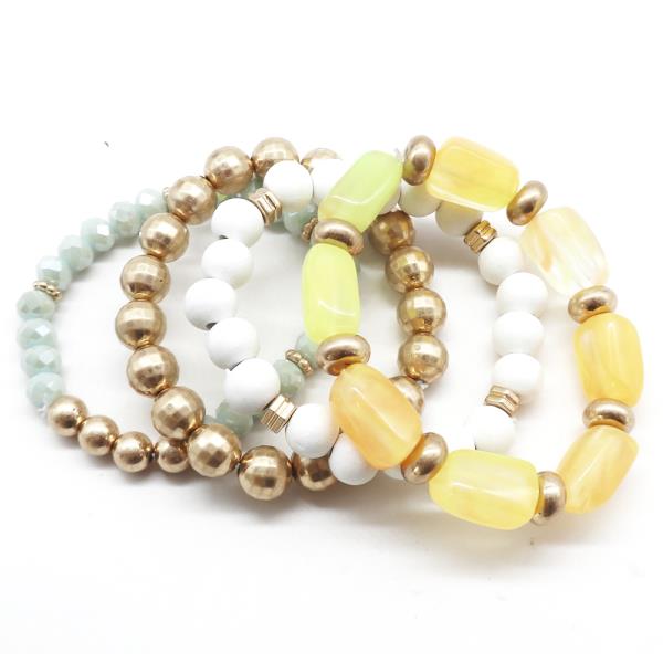 Glass And Metallic Beads Multi Stretch