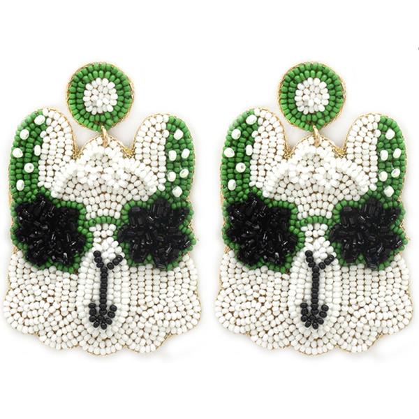 Seed Bead St Pat Llama Post Earring