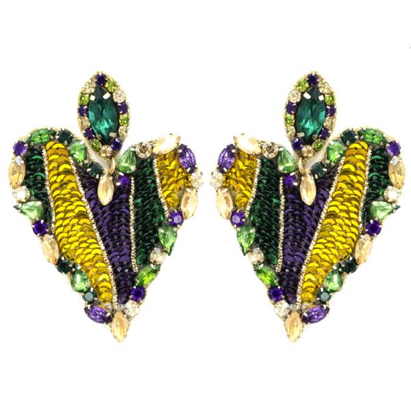 Rhinestone Sequin Mardi Gras Hearts