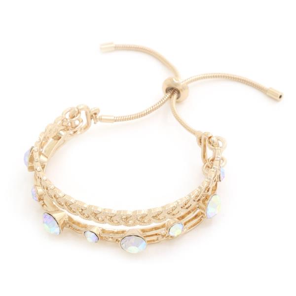 Rhinestone Metal Slide Bracelet