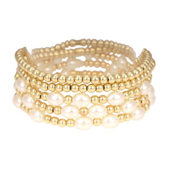 Pearl CCB Multi Stackable Elastic Bracelet