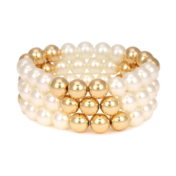 Pearl CCB Multi Stackable Elastic Bracelet