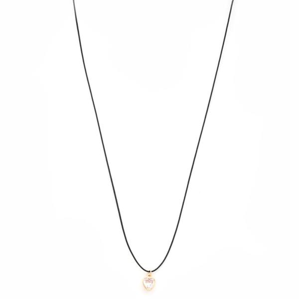 COLOR CORD HEART STONE PENDANT SHORT NECKLACE