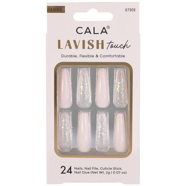 CALA Lavish Touch Coffin Pink Glitter Nail Set