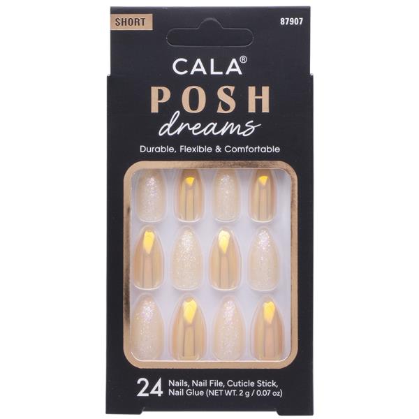 CALA Posh Dreams Short Oval Peach Glitter Nail Set