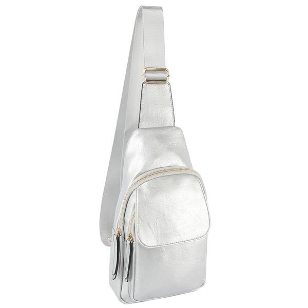 SMOOTH ZIPPER SLING CROSSBODY BAG