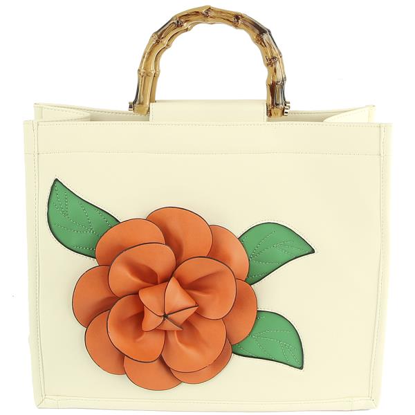 Flower Wooden Handle Bag