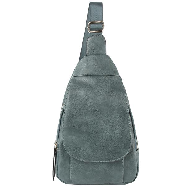 Smooth Rounded Zipper Sling Crossbody Bag
