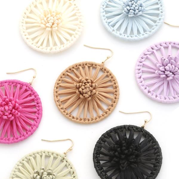 Round Flower Raffia Earring