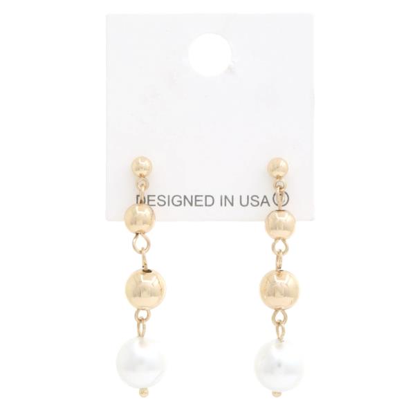 Pearl Ball Bead Dangle Earring