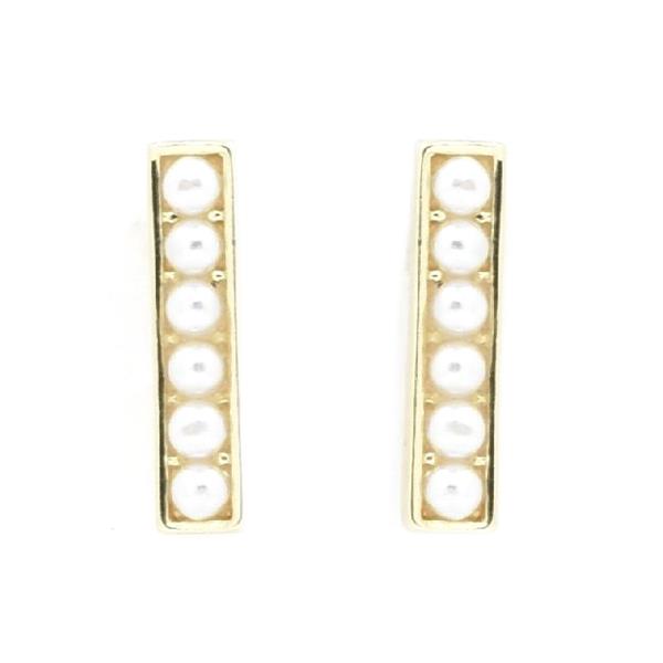 Pearl Metal Bar Post Earring