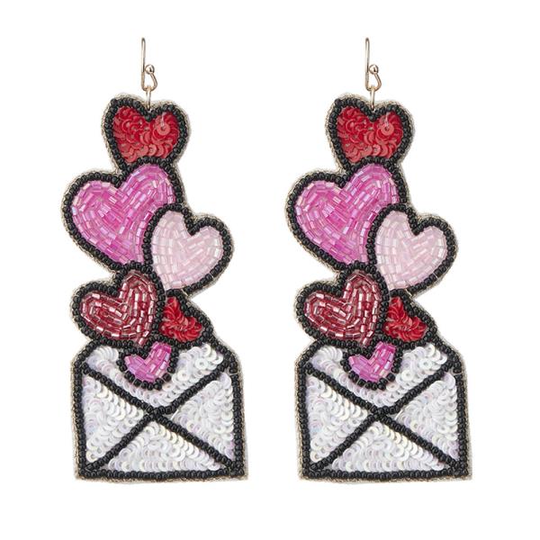 Heart Valentine`s Day Seed Beaded Earrings