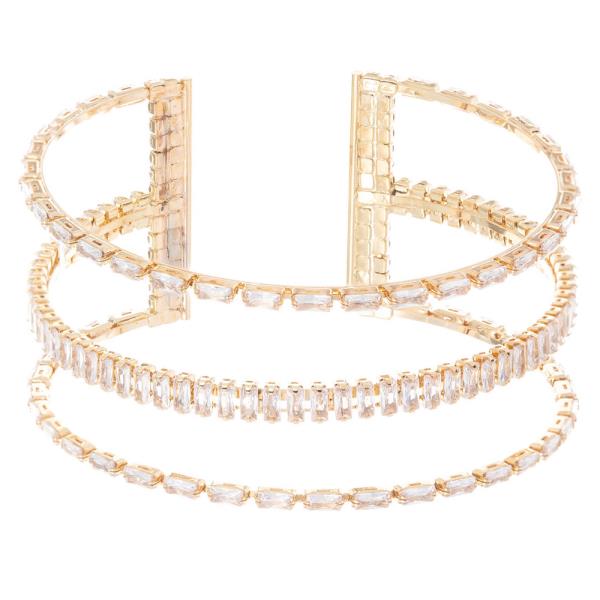 Rhinestone 3 Line Wire Bracelet
