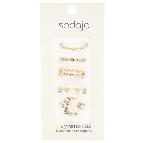 SODAJO Rhinestone Metal Assorted Ring Set