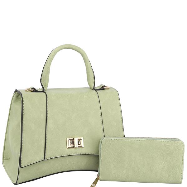 2IN1 Twist Lock Handle Bag with Matching Wallet