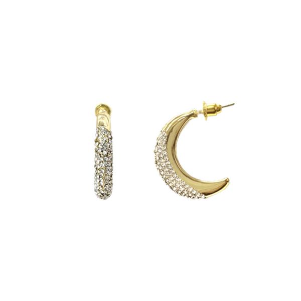 Crescent Pave Hoop Earring