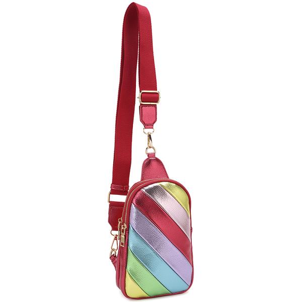 STRIPE RAINBOW SLING CROSSBODY BAG