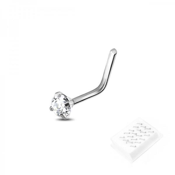 1.5MM CZ L SHAPE 925 STERLING SILVER NOSE PIERCING (20 UNITS)