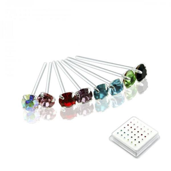 2 Sterling Silver Nose Stud Straight Tip 36 Pc