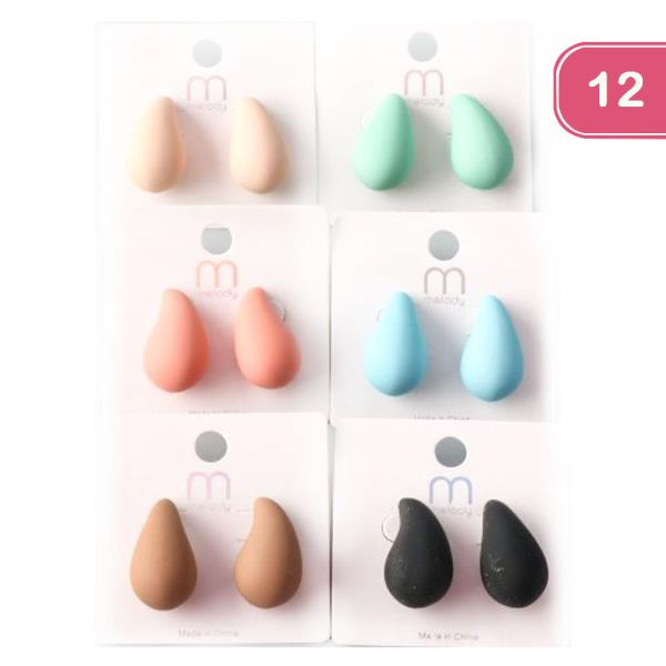 Matte Tear Drop Post Earring (12 Units)