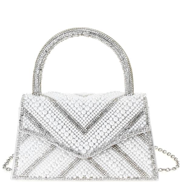 Rhinestone Crystal Design Handle Evening Bag