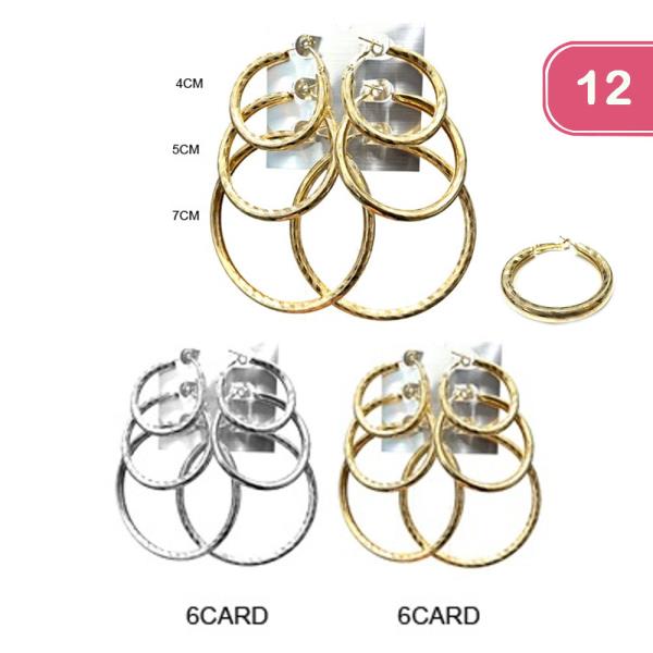 Textured Hoop Earring 3PAIR