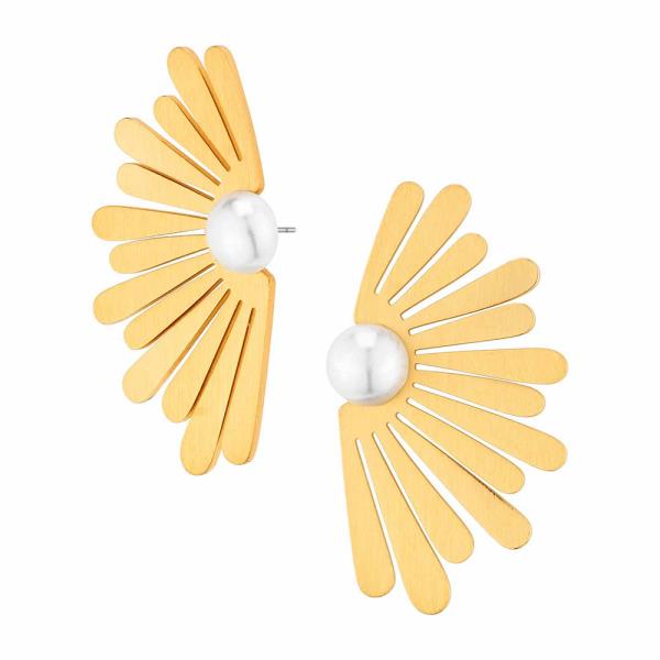 Flower Pearl Bead Metal Earring