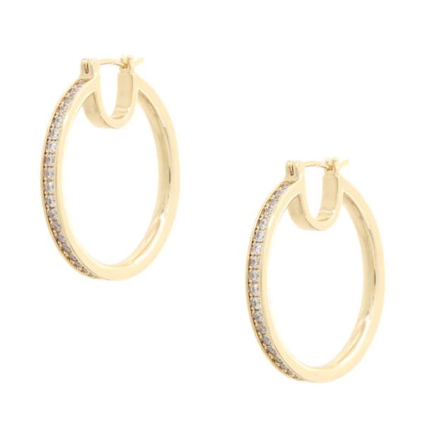 14K White Gold Dipped Hoop CZ Pavel Earring
