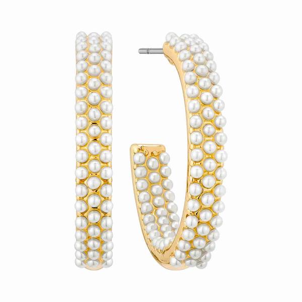 PEARL METAL HOOP EARRING