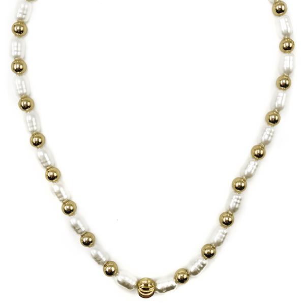 Metal Ball and Pearl Mix Short Necklace