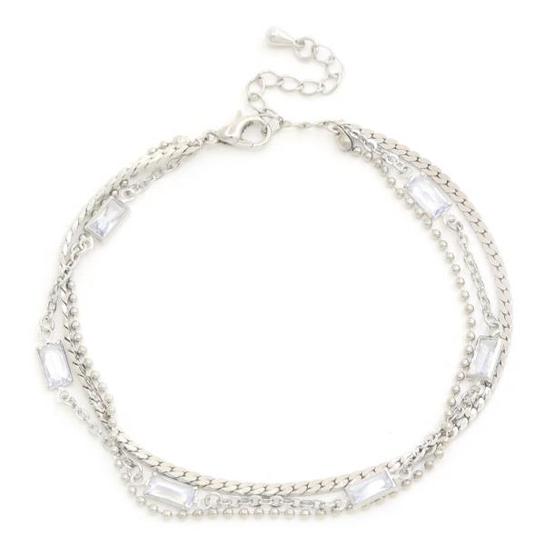 Rectangle Ball Link Layered Bracelet