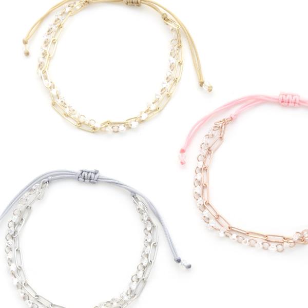 Crystal and Chain Pull Tie Bracelet
