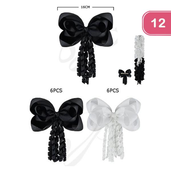 Hair Bow Tassel Clip (12 Units)
